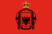 red, black two-headed eagle, yellow crown