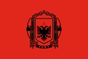 red, black two-headed eagle