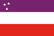 purple-white-red, triangle of three white stars in the top-left