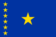 blue, yellow star, line of 6 yellow stars