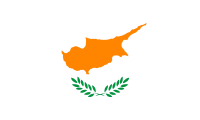 white, orange map of cyprus, green wreath