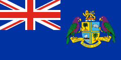 blue British ensign, coat of arms