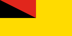 yellow, black-red diagonally divided canton