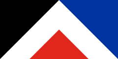 2015 New Zealand flag proposal: black and blue with a red triangle outlined in white on the base