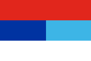 2004 Serbia and Montenegro flag proposal: red-blue-white stripe with a two-tone middle stripe