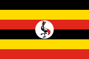 6 red-yellow-black stripes, white circle, crane