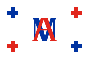 white, 2 red and 2 blue crosses around a red-blue monogram